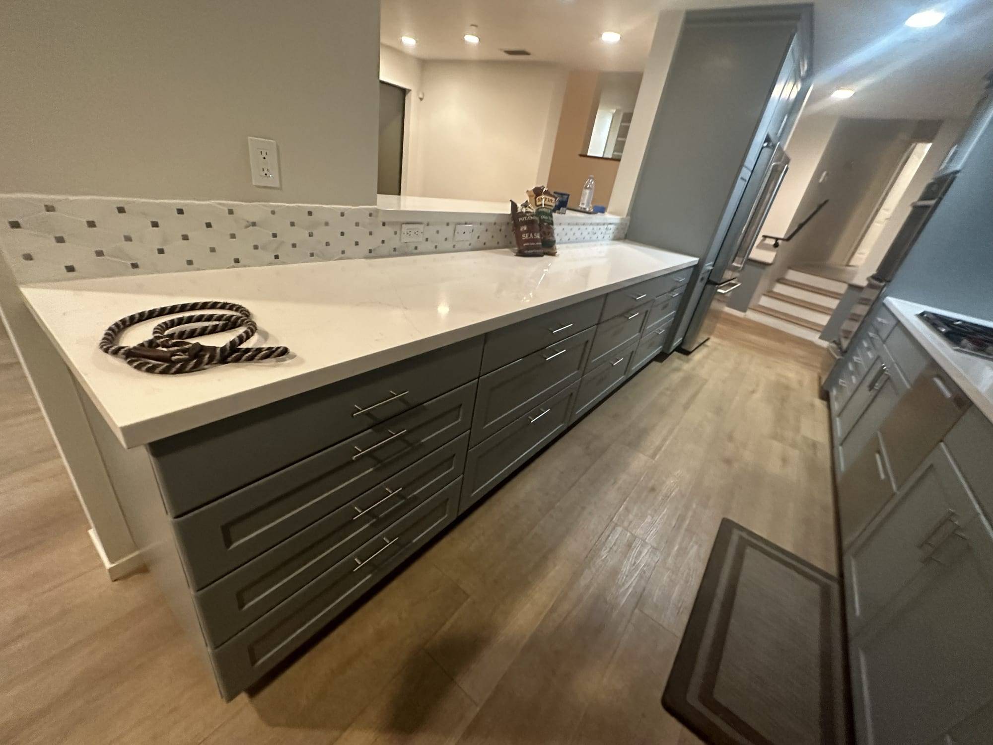 Charcoal painted bathroom vanity